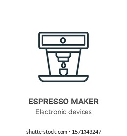 Espresso maker outline vector icon. Thin line black espresso maker icon, flat vector simple element illustration from editable electronic devices concept isolated on white background