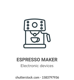 Espresso maker outline vector icon. Thin line black espresso maker icon, flat vector simple element illustration from editable electronic devices concept isolated on white background