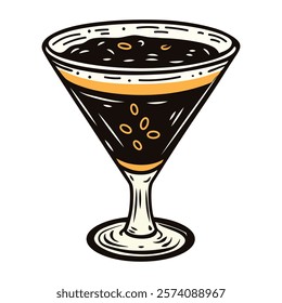 Espresso martini icon in vintage style