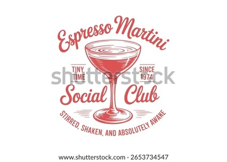 Espresso Martini Retro Drink Design with Coffee Vibes Typography T Shirt Design