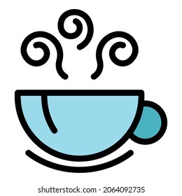 Espresso mug icon. Outline espresso mug vector icon color flat isolated