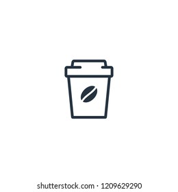 Espresso paper cup isolated line icon on white background, 400 coffee set, logo and sign