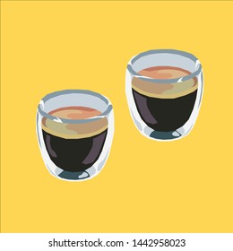 Espresso Shots Flat Logo Icon Double Walled Glass