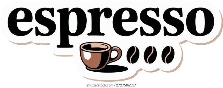Espresso text logo with roasted coffee beans vector illustration for coffee branding.