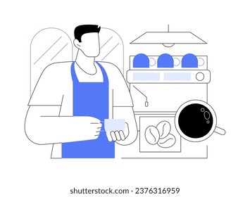 Espresso time isolated cartoon vector illustrations. Professional barista makes espresso in cafe, coffee shop, hot drinks, small business, work in the bar, preparation process vector cartoon.