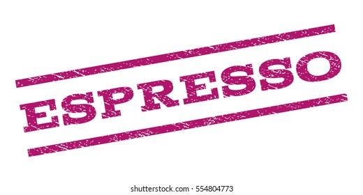 Espresso watermark stamp. Text caption between parallel lines with grunge design style. Rubber seal stamp with dirty texture. Vector purple color ink imprint on a white background.