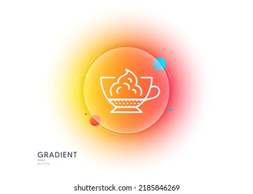Espresso with whipped cream icon. Gradient blur button with glassmorphism. Hot coffee drink sign. Beverage symbol. Transparent glass design. Espresso cream line icon. Vector