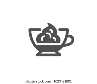 Espresso with whipped cream icon. Hot coffee drink sign. Beverage symbol. Quality design elements. Classic style. Vector