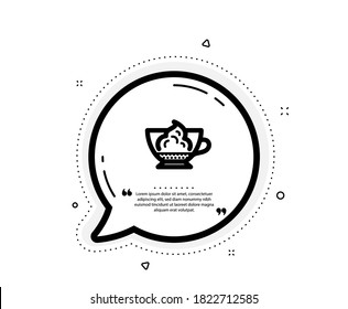 Espresso with whipped cream icon. Quote speech bubble. Hot coffee drink sign. Beverage symbol. Quotation marks. Classic espresso cream icon. Vector