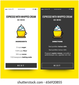Espresso With Whipped Cream Recipe With Ingredients and Directions UI Card Screens