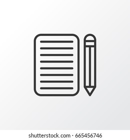 Essay Writing Icon Symbol. Premium Quality Isolated Home Work Element In Trendy Style.