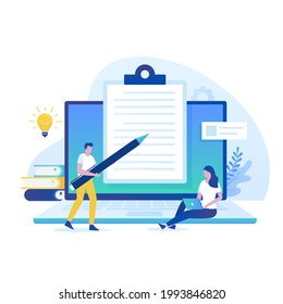 Essay writing illustration concept. illustrations for websites, landing pages, mobile applications, posters and banners.