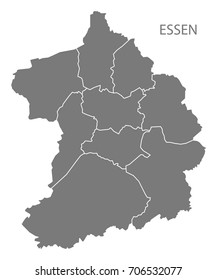 Essen city map with boroughs grey illustration silhouette shape