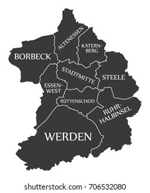 Essen city map Germany DE labelled black illustration