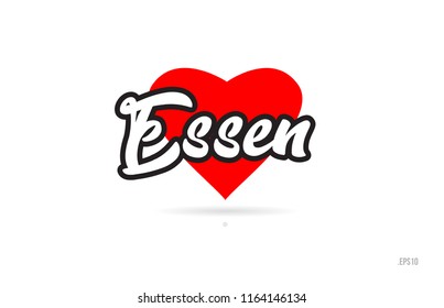 essen city text design with red heart typographic icon design suitable for touristic promotion