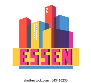 Essen in germany is Beautiful city to visit on holiday, vector cartoon illustration