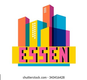 Essen in germany is Beautiful city to visit on holiday, vector cartoon illustration