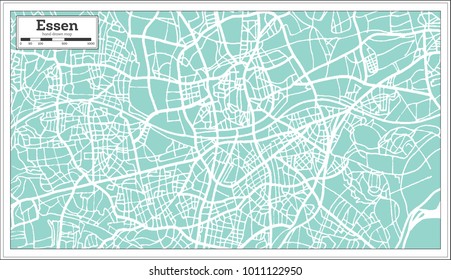 Mapa de la ciudad de Essen Alemania al estilo retro. Mapa de esquema. Ilustración vectorial.