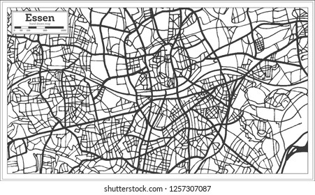 Mapa de la ciudad de Essen Alemania al estilo retro. Mapa de esquema. Ilustración vectorial.