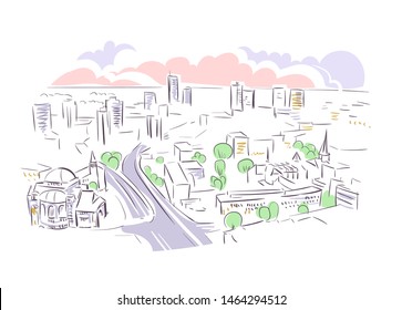 Essen Germany Europe vector sketch city illustration line art