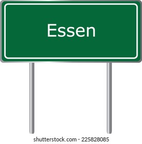 Essen, Germany, road sign green vector illustration, road table