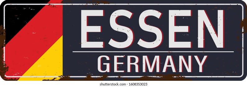 Essen Germany vintage rusty metal sign on a white background, vector illustration