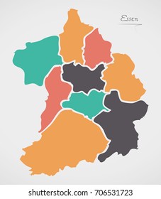 Essen Map with boroughs and modern round shapes