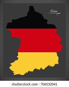 Essen map with German national flag illustration