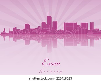 Essen skyline in purple radiant orchid in editable vector file