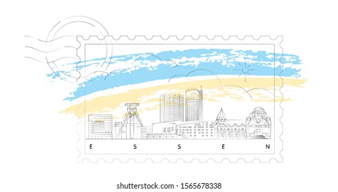 Essen stamp skyline vector illustration and typography design , Germany