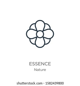 Essence icon. Thin linear essence outline icon isolated on white background from nature collection. Line vector sign, symbol for web and mobile