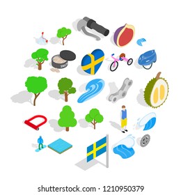 Essence icons set. Isometric set of 25 essence vector icons for web isolated on white background