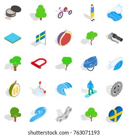 Essence icons set. Isometric set of 25 essence vector icons for web isolated on white background