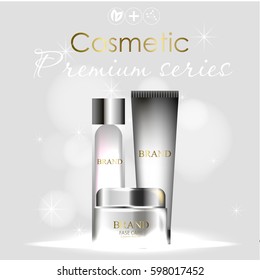 essense and a cream for skin care. 3d vector realistic illustration. Collagen solution ,serum .The design of cosmetic products. Presentation of face care.