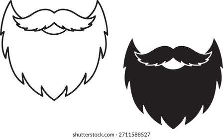 Gráficos de barba e bigode essenciais que oferecem dois estilos versáteis esboço e preenchido perfeito para avatares de marca ou temas de férias. Ativos limpos e profissionais para qualquer projeto que precise de uma forte identidade masculina.