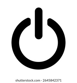 essential black graphic represents the ubiquitous power symbol. clean and recognizable icon to denote on or off functionality, energy control, and technological interfaces across various digital
