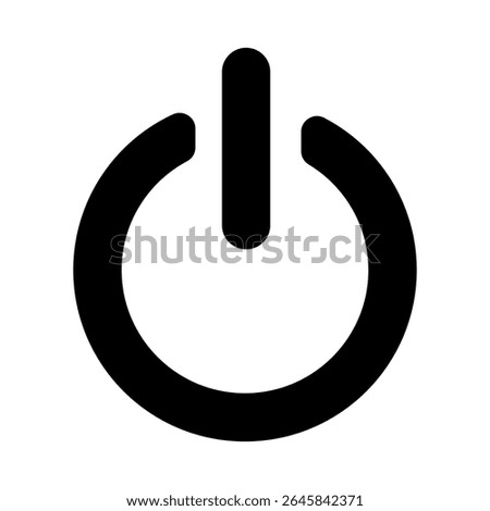 essential black graphic represents the ubiquitous power symbol. clean and recognizable icon to denote on or off functionality, energy control, and technological interfaces across various digital