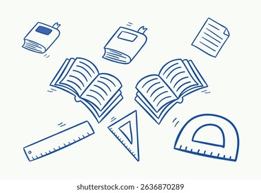 Essential Blue Doodle Learning and Geometry School Supplies