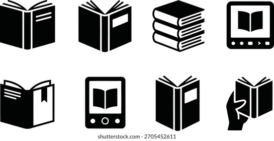 Essential Book and Reading Vector Icons. Education, Library, and Learning Symbols.
