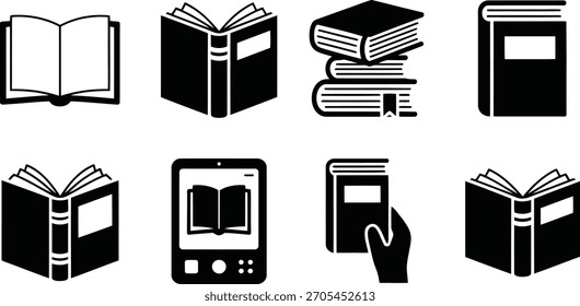 Essential Book and Reading Vector Icons. Education, Library, and Learning Symbols.