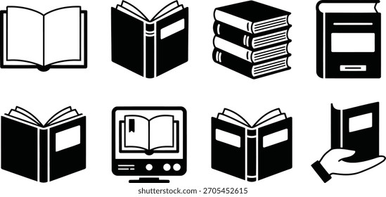 Essential Book and Reading Vector Icons. Education, Library, and Learning Symbols.