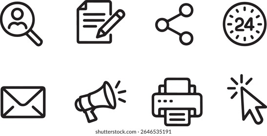 Ícones essenciais de negócios e comunicação Uma coleção abrangente para interfaces digitais modernas e design de experiência do usuário
