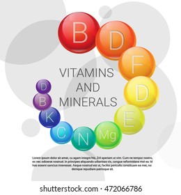 Essential Chemical Elements Nutrient Minerals Vitamins Flat Vector Illustration