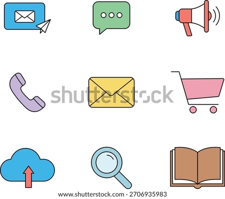 Essential Communication, E-commerce, and Digital Icons