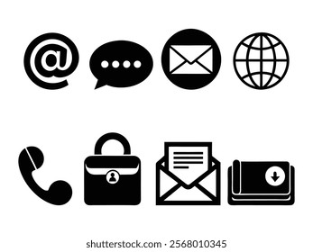 Essential Communication and Security Icons Collection