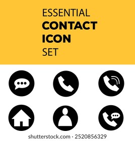 Essential Contact Icons Set vector. phone icon