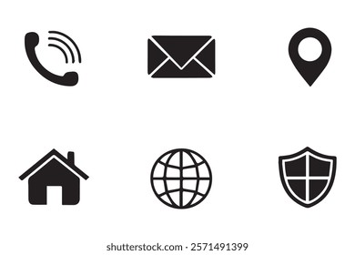 Essential Contact and Navigation Icon Set for Web and UI Design