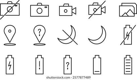 Essential Device and Status liner Icons seet