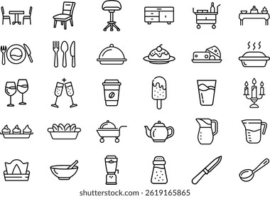 Essential Dining Room and Kitchen Icons for Elegant and Functional Spaces.