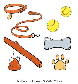 The Essential Dog Accessories and Toys Every Pet Owner Should Consider for their Pets.Vector illustration. Pet shop